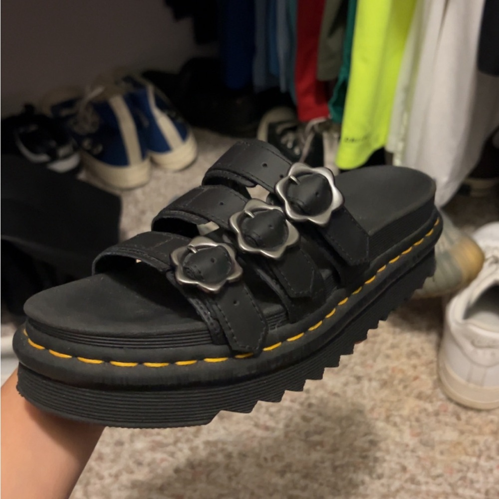 Blaire Flower Buckle Leather Sandals